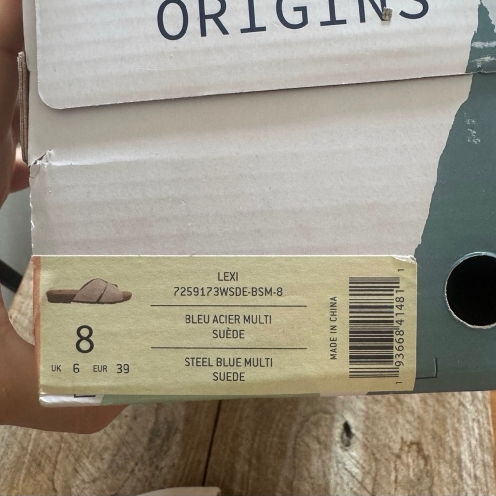 Earth Origins Lexi suede cream blue slide sandals cushion cork nib 8 - Picture 4 of 5